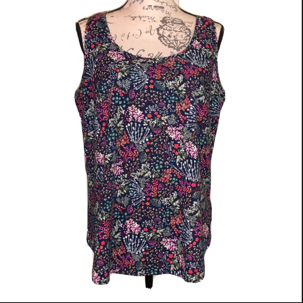 Faded Glory dark floral tank top size large 12/14